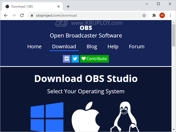 ไปที่เว็บไซต์ OBS Studio