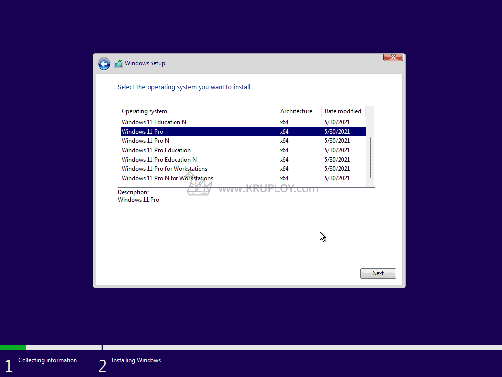เลือกประเภท Windows 11
