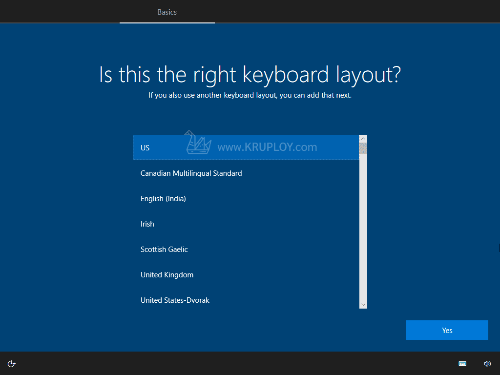 เลือก Keyboard US
