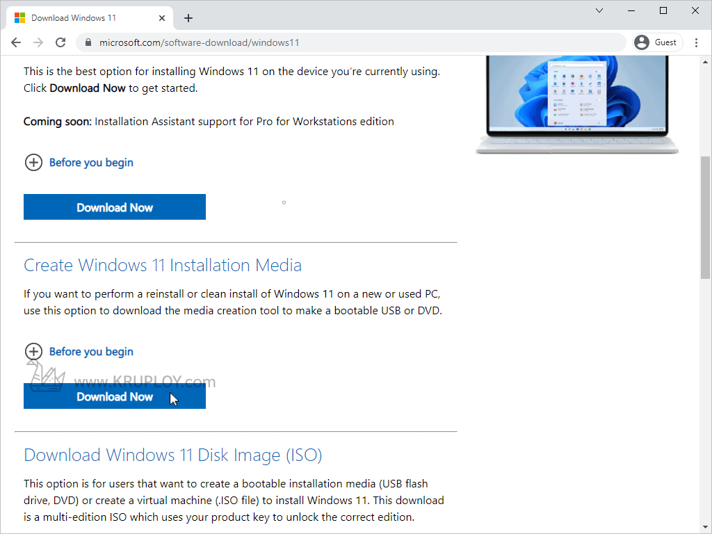 โหลด Windows 11 ผ่าน Installation Media