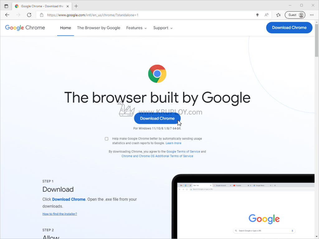 กดปุ่ม Download Chrome