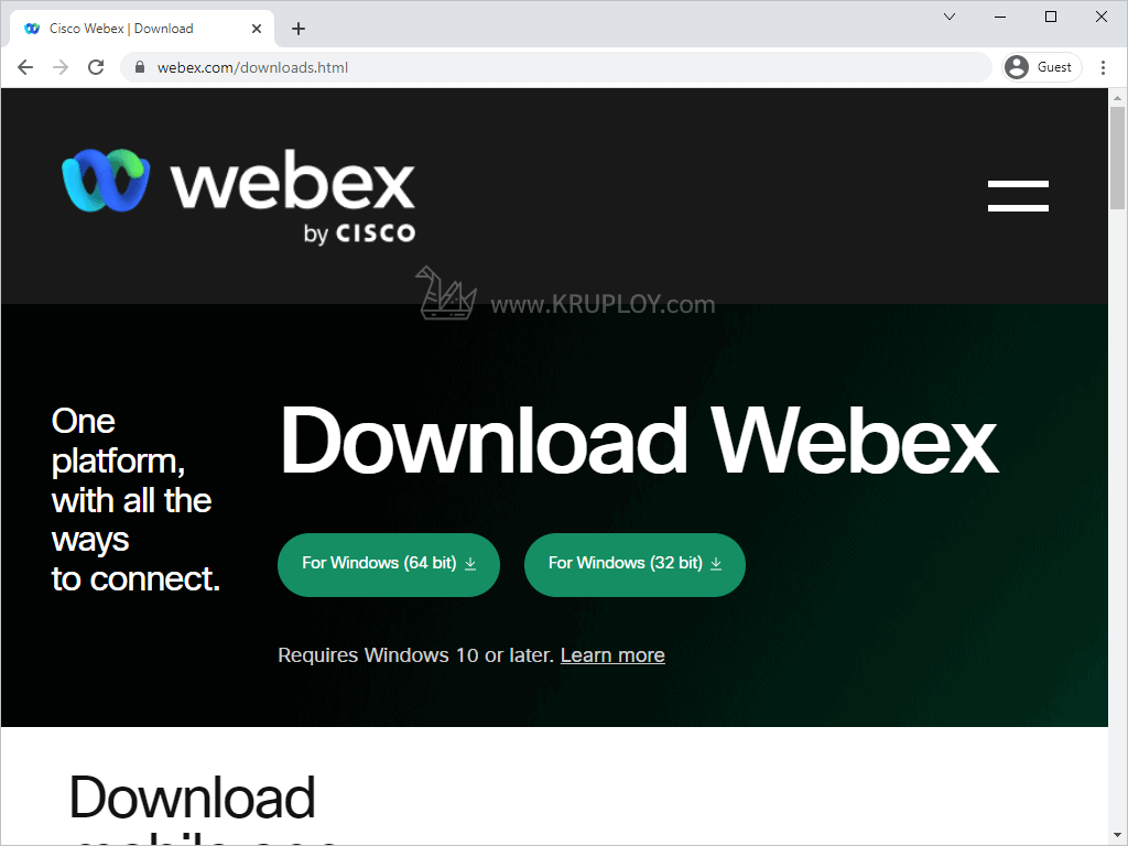 คลิก Download Webex