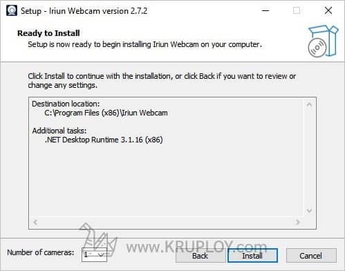 กดปุ่ม Install เพื่อติดตั้งโปรแกรม Iriun Webcam PC ได้เลย