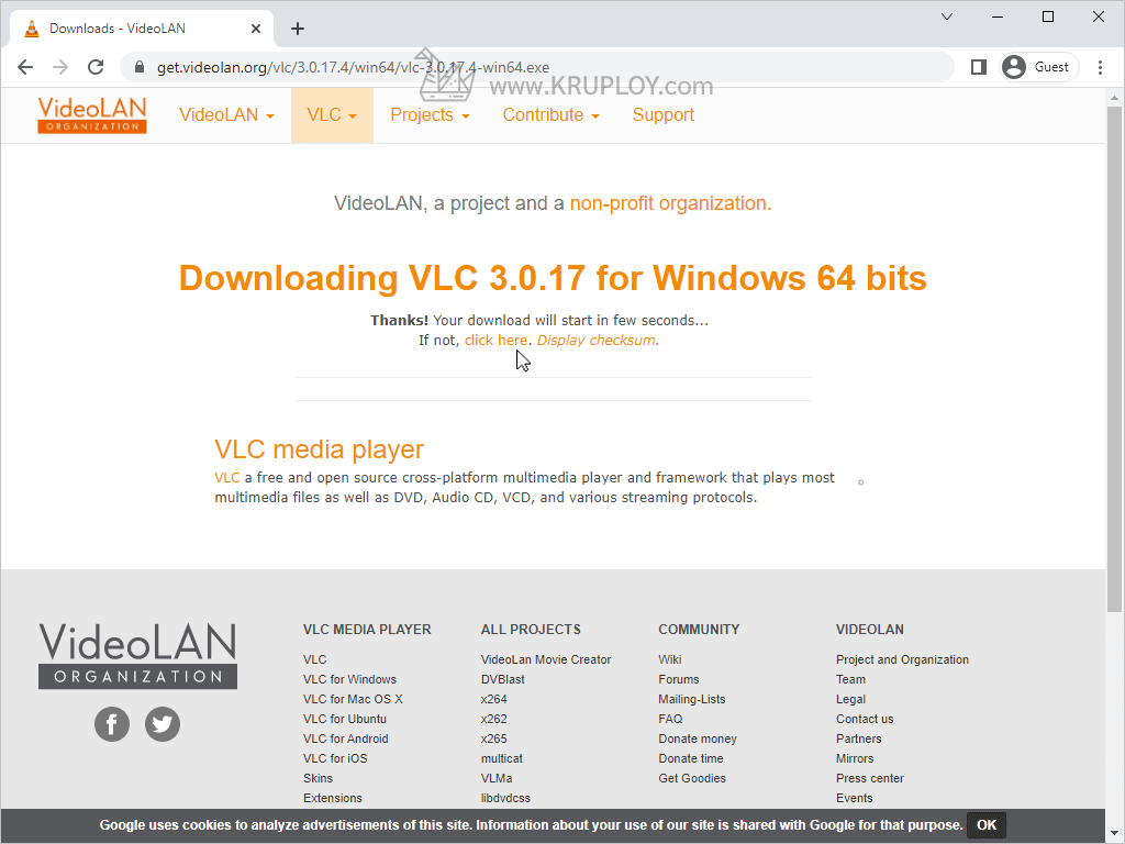 เริ่มต้น Download VLC Player
