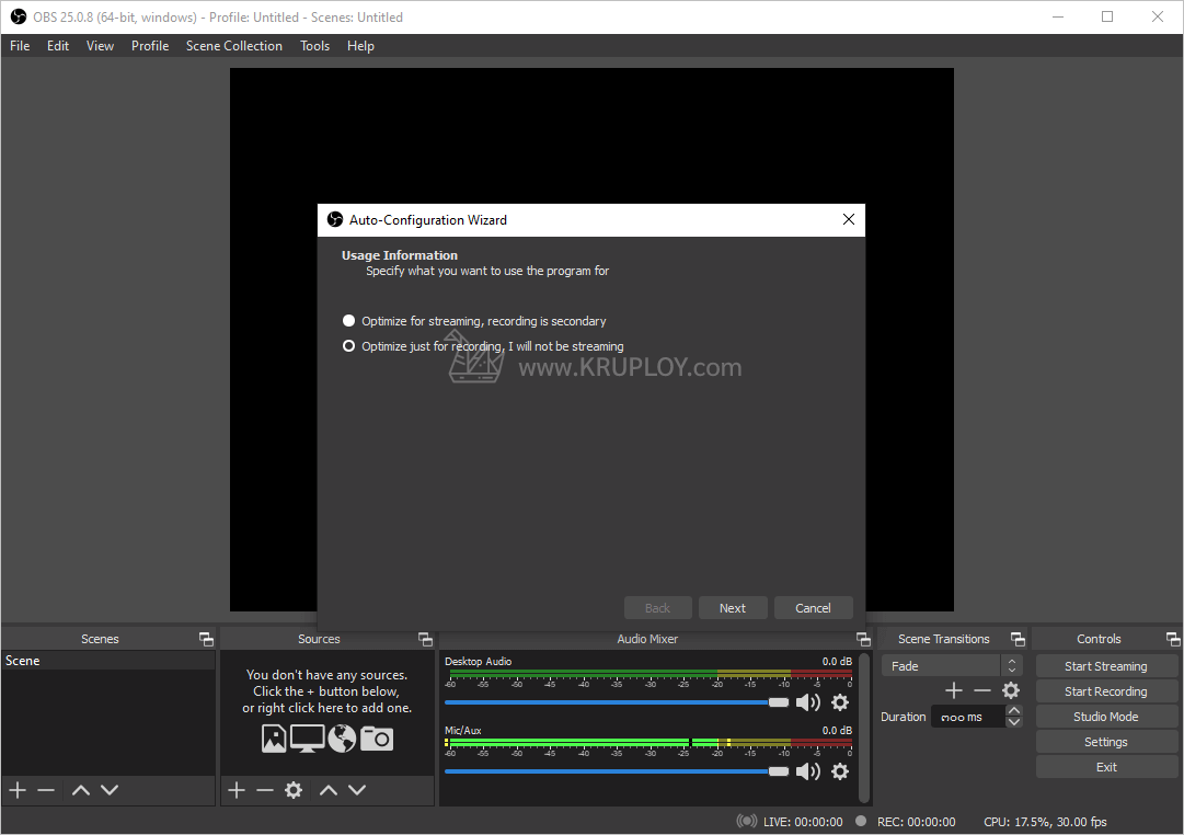 Optimize just for recording