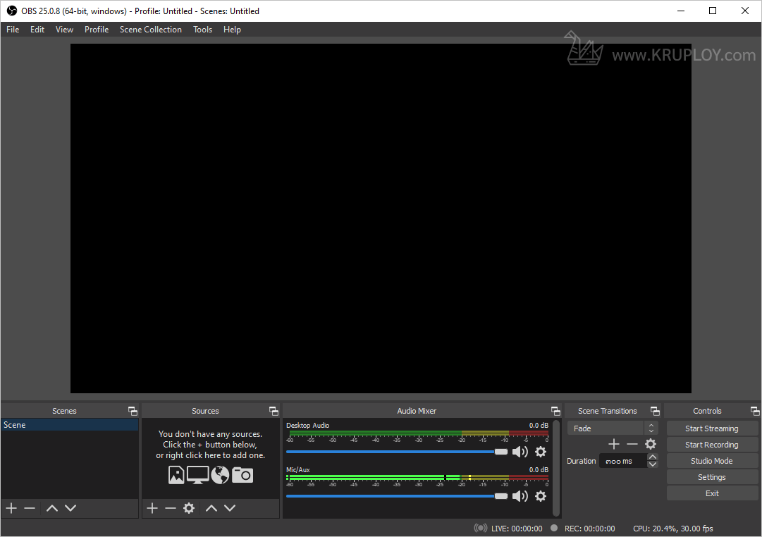 โปรแกรม OBS Studio พร้อมใช้งาน