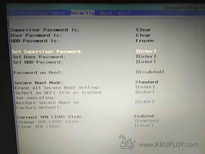 Set Supervisor Password
