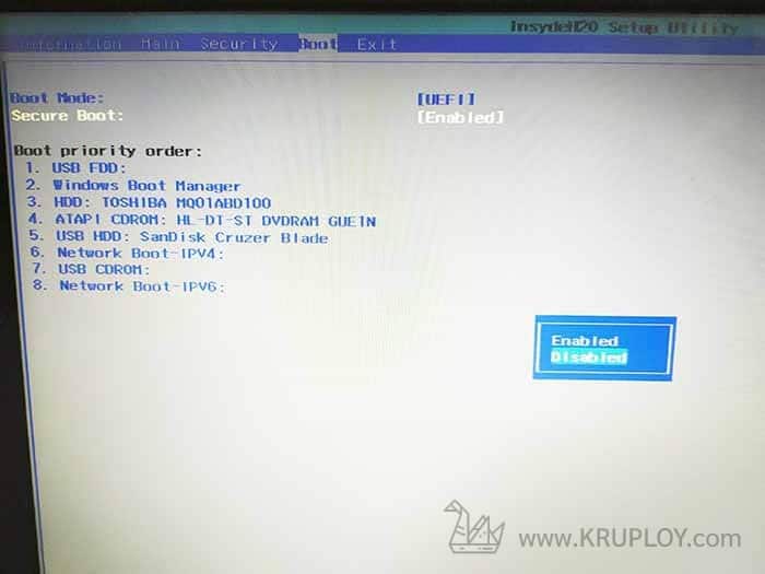 Disable Secure Boot