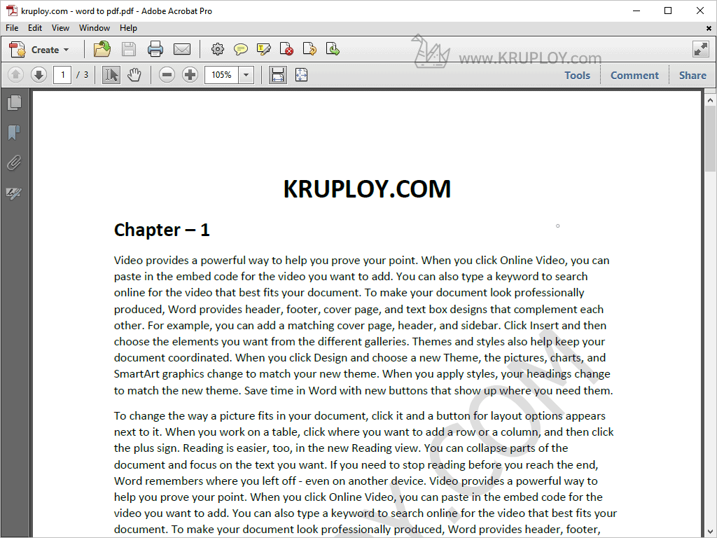 แปลงไฟล์ word to pdf เสร็จเรียบร้อย