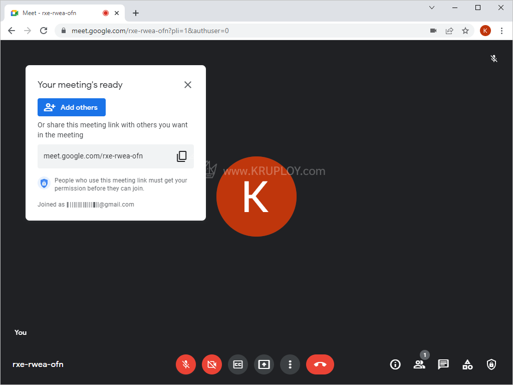 วิธีสร้างห้อง Google Meet เสร็จเรียบร้อยแล้ว