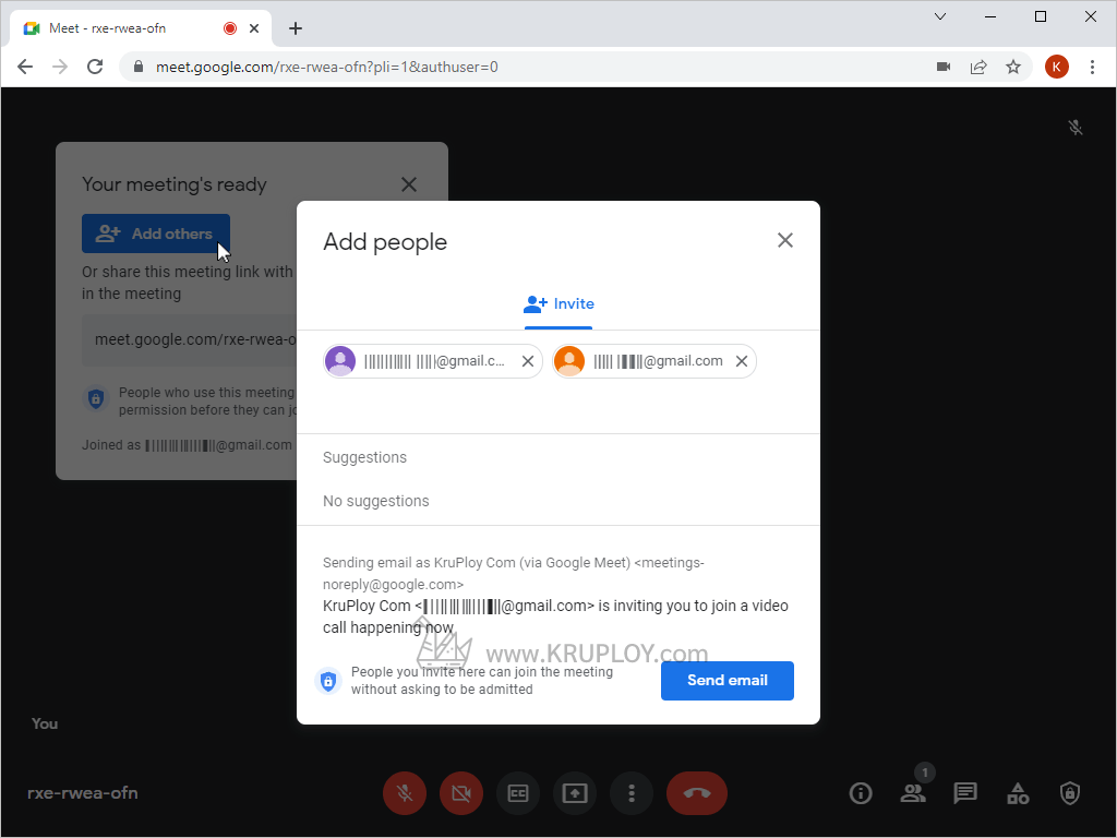 เชิญเข้าห้อง Google Meet