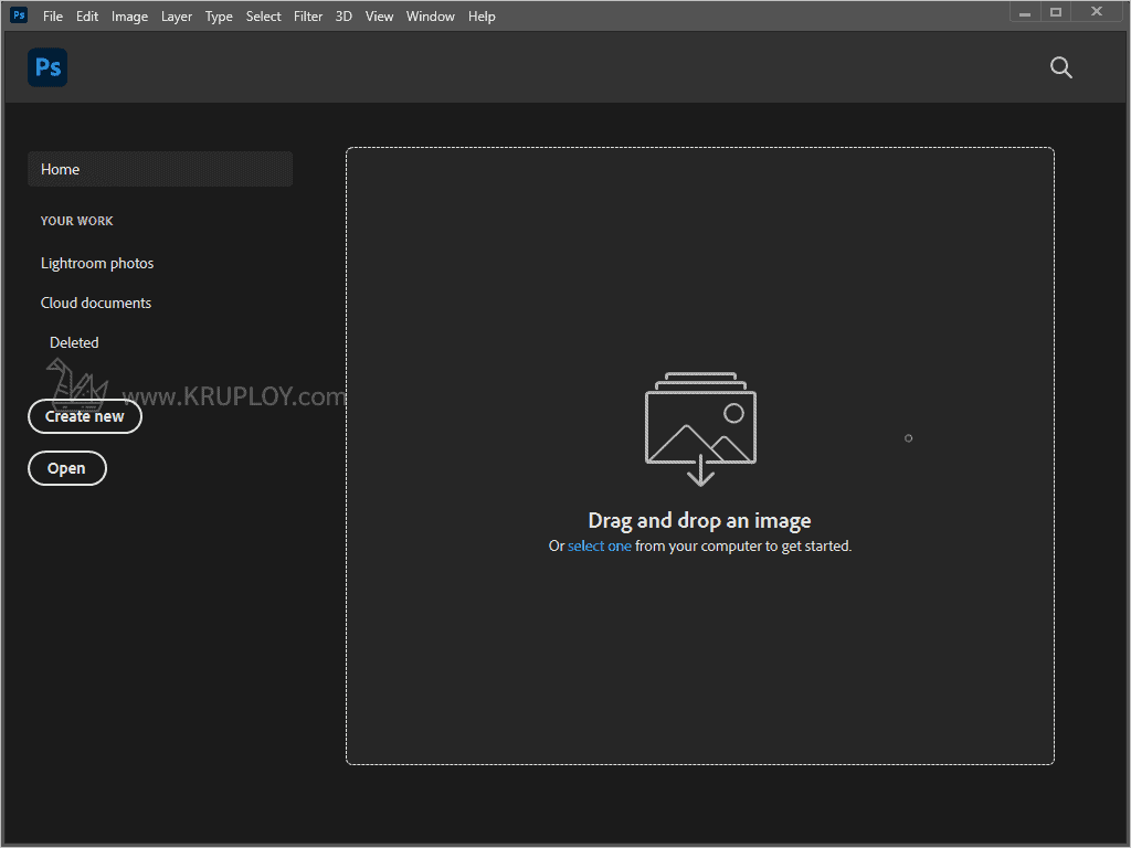 เปิดโปรแกรม Photoshop ขึ้นมา