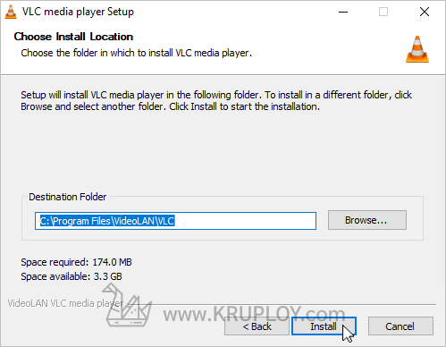 กำหนดตำแหน่งในการ Install