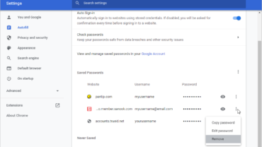 วิธีลบรหัสผ่าน Google Chrome